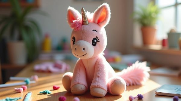 Personnalisez votre peluche licorne rose pour un cadeau unique